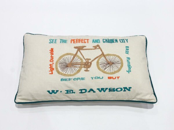 bycicle-design-cushion-with-petrol-border-30x50-cm